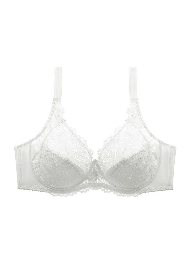Intica - Biustonosz koronkowy plus size z delikatnym wsparciem na co dzień i okazje Natusuko. Kolekcja: plus size. Kolor: biały. Materiał: koronka. Wzór: koronka