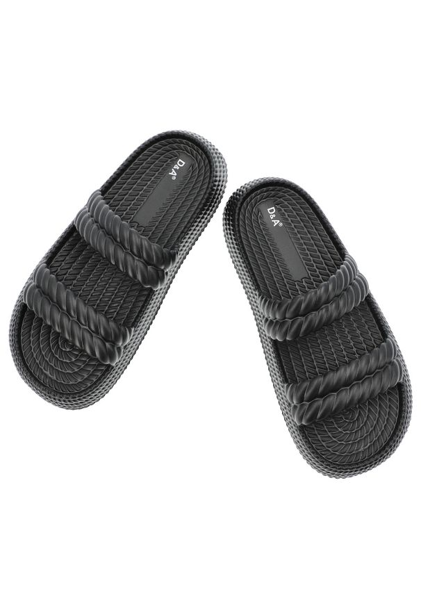 Czarne Klapki S.Barski Stylowe Obuwie Damskie. Okazja: na plażę, na co dzień. Kolor: czarny. Wzór: paski. Sezon: wiosna, lato. Styl: elegancki