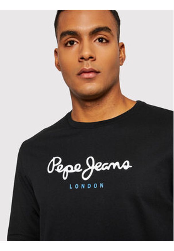 Pepe Jeans Longsleeve Eggo PM508209 Czarny Regular Fit. Kolor: czarny. Materiał: bawełna. Długość rękawa: długi rękaw