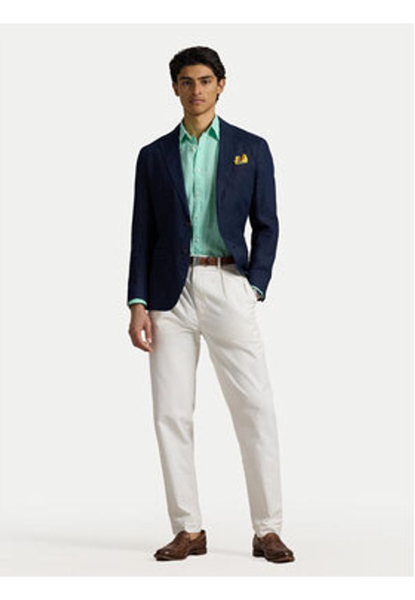 Polo Ralph Lauren Koszula 710968915001 Zielony Slim Fit. Typ kołnierza: polo. Kolor: zielony. Materiał: len