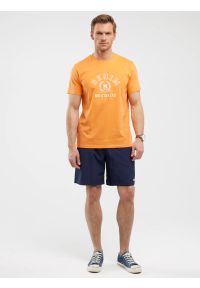 Big-Star - Koszulka męska z nadrukiem pomaraŅczowa Bester 703. Okazja: na co dzień. Kolor: pomarańczowy. Materiał: bawełna, jeans. Wzór: nadruk. Styl: klasyczny, casual, wakacyjny #5
