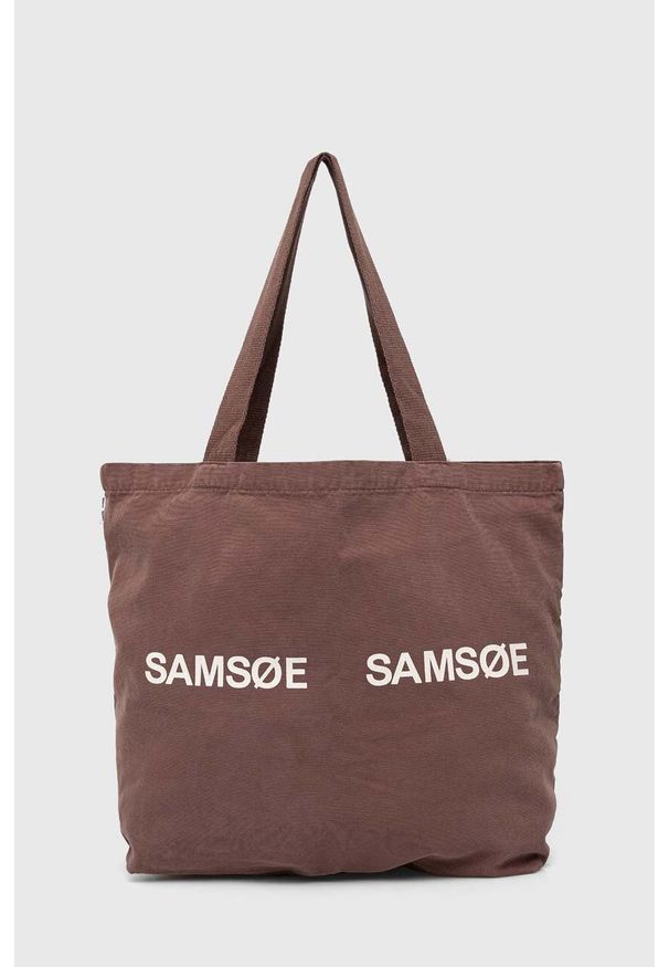 Samsoe & Samsoe - Samsoe Samsoe torebka kolor brązowy. Kolor: brązowy. Wzór: nadruk. Materiał: z nadrukiem. Rodzaj torebki: na ramię