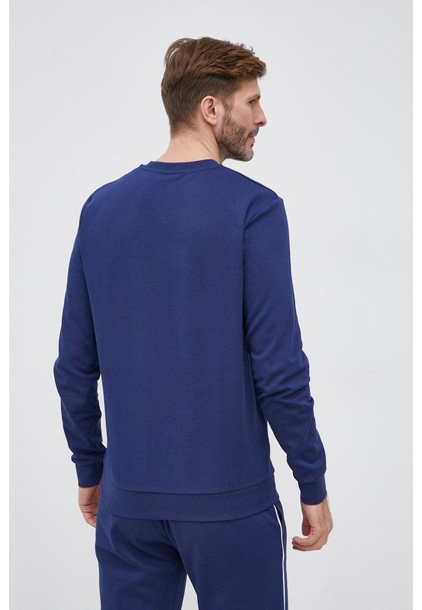 BOSS - Boss Bluza męska gładka. Okazja: na co dzień. Kolor: niebieski. Materiał: dzianina. Wzór: gładki. Styl: casual