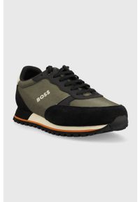 BOSS sneakersy Parkour kolor zielony 50470152. Nosek buta: okrągły. Zapięcie: sznurówki. Kolor: zielony #2