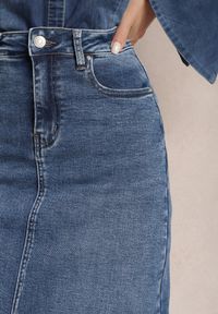 Renee - Niebieska Spódnica Maxi z Rozcięciem z Jeansu Vonuline. Stan: podwyższony. Kolor: niebieski. Materiał: jeans. Styl: sportowy, elegancki #5