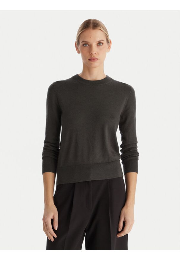 Calvin Klein Sweter LV044D370G Szary Regular Fit. Kolor: szary. Materiał: syntetyk