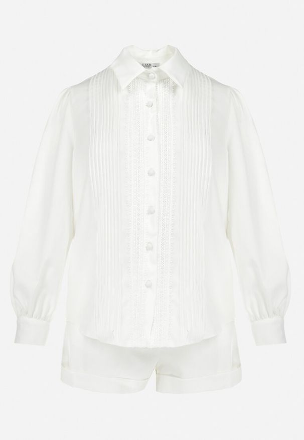 Born2be - Biały Komplet 2-częściowy Nefira. Kolor: biały. Materiał: koronka. Wzór: koronka, aplikacja