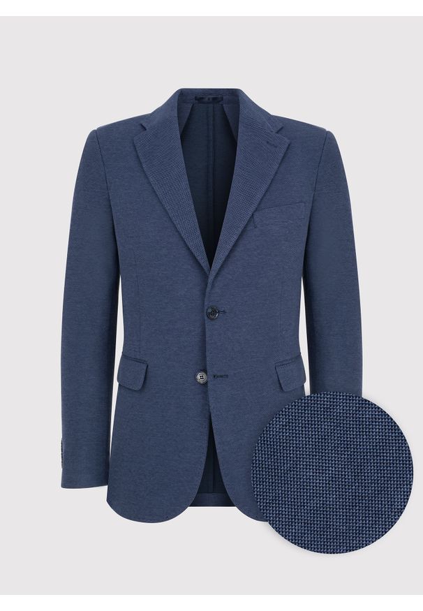 Pako Lorente - PAKO LORENTE – Granatowa marynarka z dzianiny. Kolor: niebieski, brązowy, beżowy. Materiał: dzianina. Sezon: wiosna