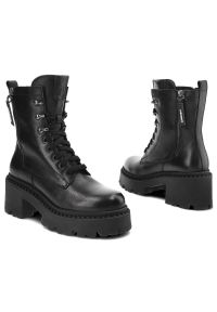 Czarne Botki Nessi Skórzane Buty Damskie. Zapięcie: sznurówki. Kolor: czarny. Materiał: skóra. Styl: elegancki #5