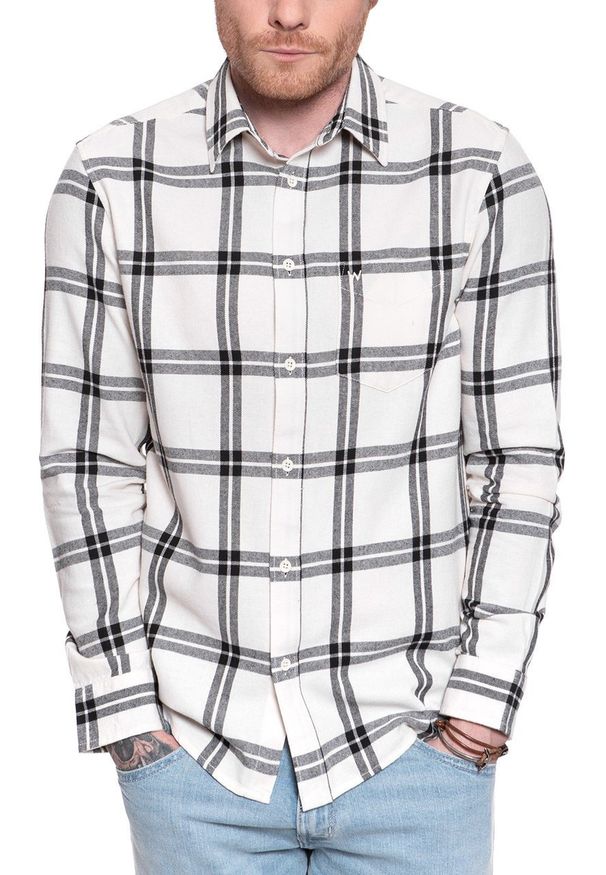 Wrangler - WRANGLER LS 1 PKT SHIRT KOSZULA MĘSKA OFF WHITE W5A1T2737 112129985