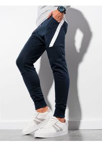 Ombre Clothing - Spodnie męskie dresowe P1002 - granatowe - XXL. Okazja: na co dzień. Kolor: niebieski. Materiał: dresówka. Styl: casual, elegancki