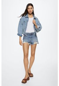mango - Mango szorty jeansowe Hailey damskie gładkie high waist. Okazja: na co dzień. Stan: podwyższony. Kolor: niebieski. Materiał: jeans. Wzór: gładki. Styl: casual #2