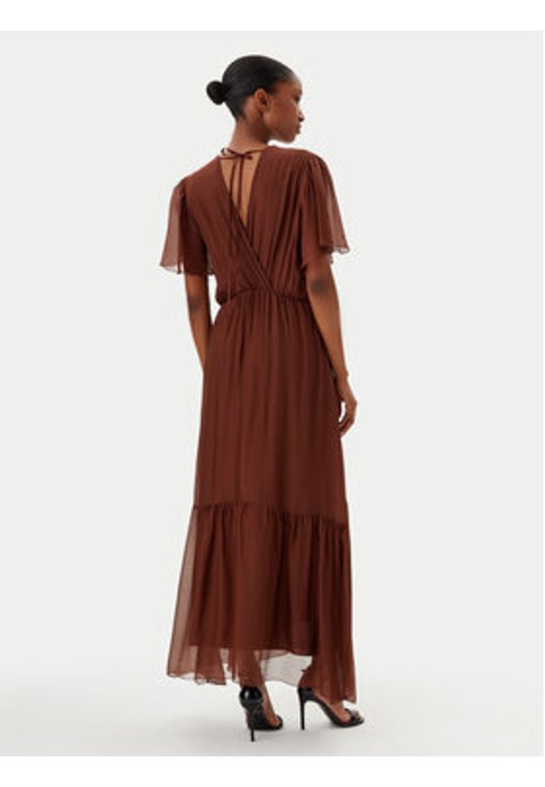 Haveone Sukienka letnia AFF-N006 Brązowy Loose Fit. Kolor: brązowy. Materiał: jedwab, wiskoza. Sezon: lato
