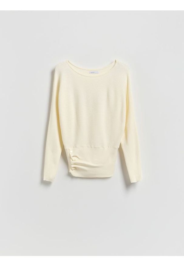 Reserved - Sweter z wiskozą - kremowy. Kolor: kremowy. Materiał: wiskoza