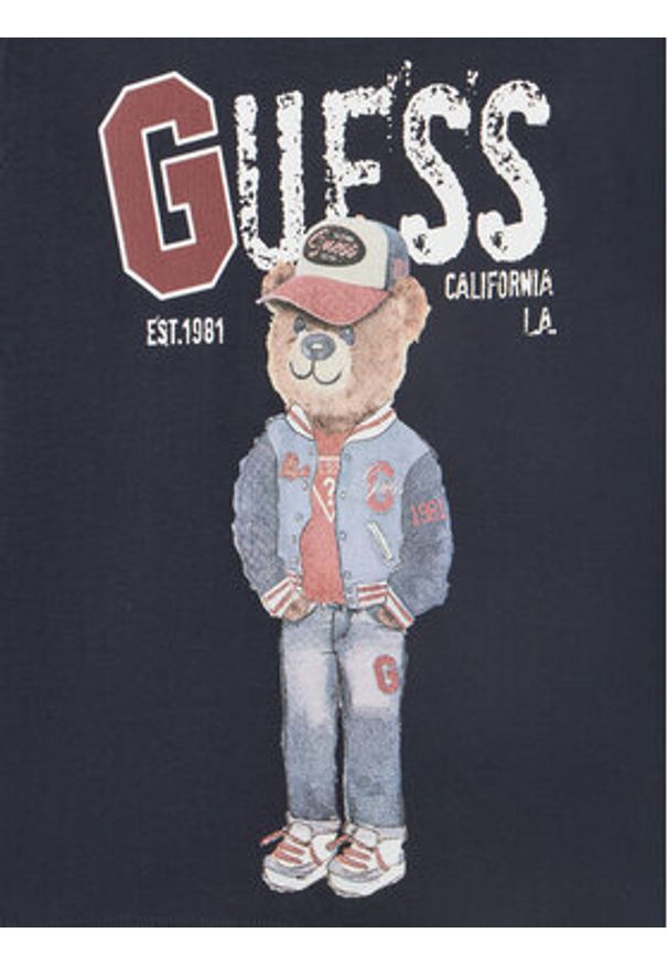 Guess Bluzka N5YI23 K8HM4 Granatowy Regular Fit. Kolor: niebieski. Materiał: bawełna