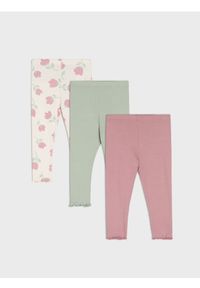 Sinsay - Prążkowane legginsy 3 pack - kremowy. Kolor: kremowy. Materiał: prążkowany