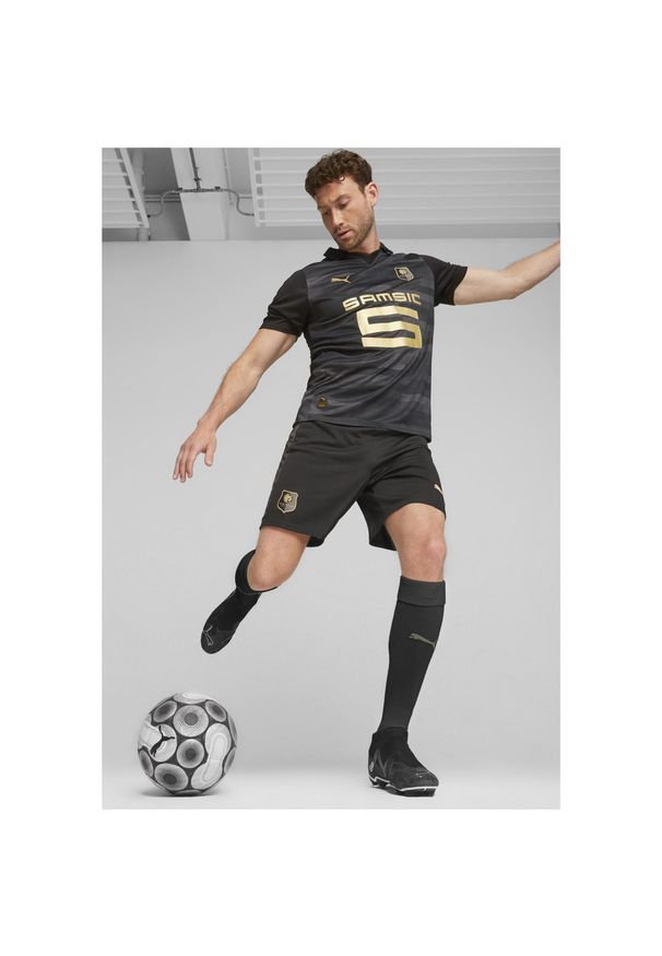 Puma - Szorty piłkarskie Stade Rennais F.C. PUMA Black Matte Gold Beige. Kolor: żółty, wielokolorowy, beżowy, czarny. Sport: piłka nożna