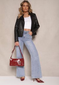 Renee - Czarna Taliowana Kurtka Typu Ramoneska ze Stójką Meloriana. Okazja: na co dzień. Typ kołnierza: kołnierzyk stójkowy. Kolor: czarny. Materiał: jeans. Styl: klasyczny, elegancki, casual #5