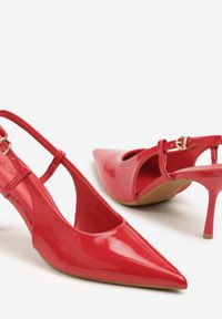 Renee - Czerwone Sandały Lakierowane Vices na Szpilce Slingback Raleira. Okazja: na imprezę, na co dzień, na spacer. Nosek buta: szpiczasty. Zapięcie: sprzączka. Kolor: czerwony. Materiał: lakier. Obcas: na szpilce. Styl: casual, klasyczny. Wysokość obcasa: średni #2