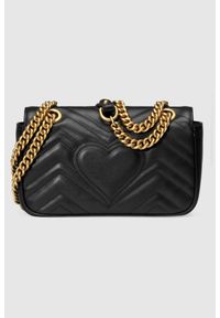 Gucci - GUCCI Skórzana torebka Marmont. Kolor: czarny. Wzór: jodełka. Materiał: skórzane. Rodzaj torebki: na ramię #6