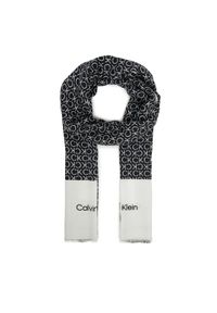 Calvin Klein Szal Aop Minimal Logo LV04F8053G Czarny. Kolor: czarny. Materiał: materiał