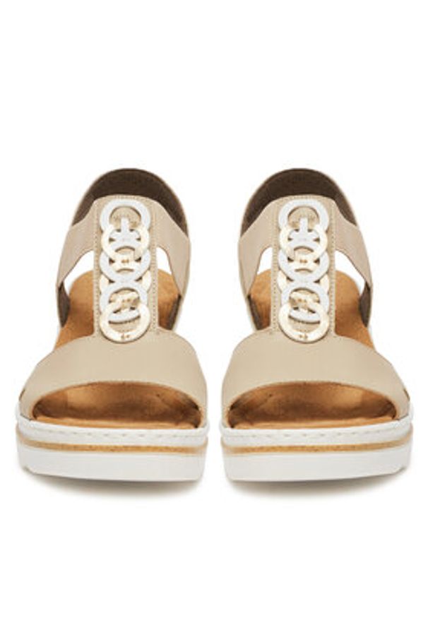 Rieker Sandały 67498-62 Beżowy. Kolor: beżowy. Materiał: syntetyk, materiał