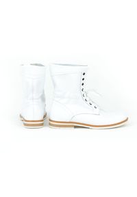 Zapato - sznurowane botki workery - skóra naturalna - model 424 - kolor biały (39). Okazja: na spacer. Wysokość cholewki: za kostkę. Kolor: biały. Materiał: skóra. Styl: sportowy #3