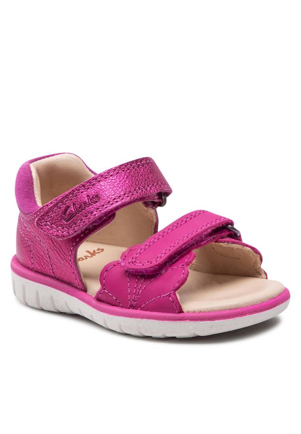 Sandały Clarks Roam Wing T. 261660936 Pink Leather. Kolor: różowy. Materiał: skóra