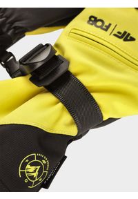 4f - Rękawice snowboardowe Thinsulate męskie - żółte. Kolor: żółty. Materiał: materiał, syntetyk, skóra. Technologia: Thinsulate. Sport: snowboard
