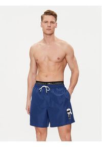 Karl Lagerfeld - KARL LAGERFELD Szorty plażowe 235M2213 Granatowy Regular Fit. Okazja: na plażę. Kolor: niebieski. Materiał: syntetyk #3