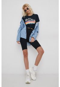 Superdry T-shirt bawełniany kolor granatowy. Okazja: na co dzień. Kolor: niebieski. Materiał: bawełna. Wzór: nadruk. Styl: casual #2