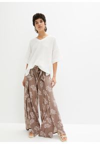 bonprix - Spodnie palazzo. Kolor: brązowy. Materiał: jersey. Długość: długie #3