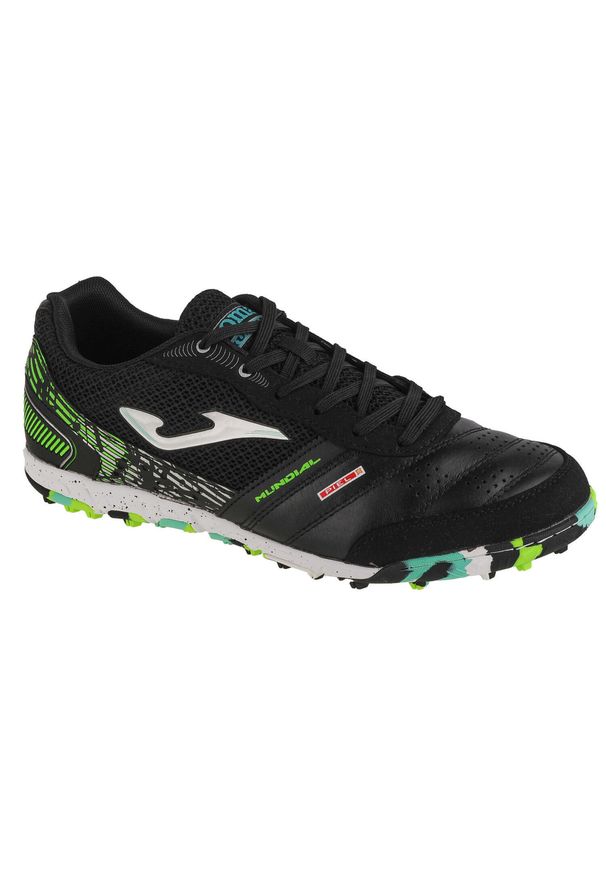 Buty piłkarskie turfy unisex Joma Mundial skórzane treningowe do piłki nożnej. Kolor: czarny. Materiał: skóra. Sport: piłka nożna