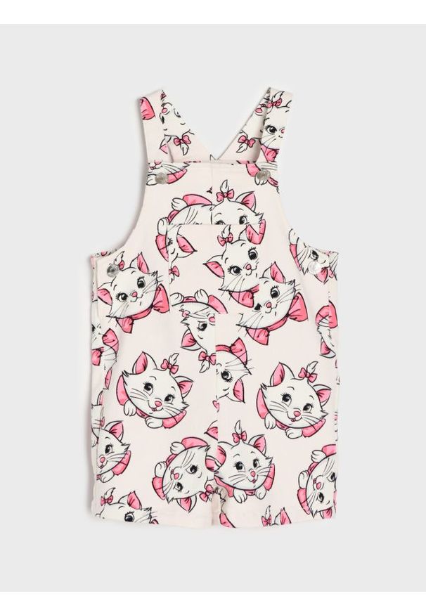 Sinsay - Jeansowe szorty ogrodniczki The Aristocats - kremowy. Kolor: kremowy. Materiał: jeans