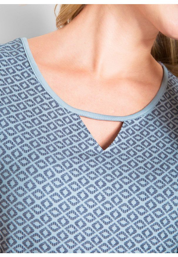 bonprix - Shirt z gumką, krótki rękaw. Kolor: niebieski. Długość rękawa: krótki rękaw. Długość: krótkie