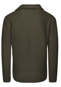 Brave Soul - Dziergany Sweter Zapinany na Guziki, Kardigan, Elegancki - BRAVE SOUL - Khaki. Okazja: na co dzień. Kolor: brązowy. Materiał: akryl. Styl: elegancki #3