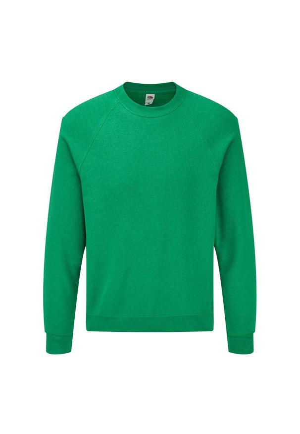 FRUIT OF THE LOOM - Męski Klasyczny Raglanowy Sweter. Kolor: zielony. Długość rękawa: raglanowy rękaw
