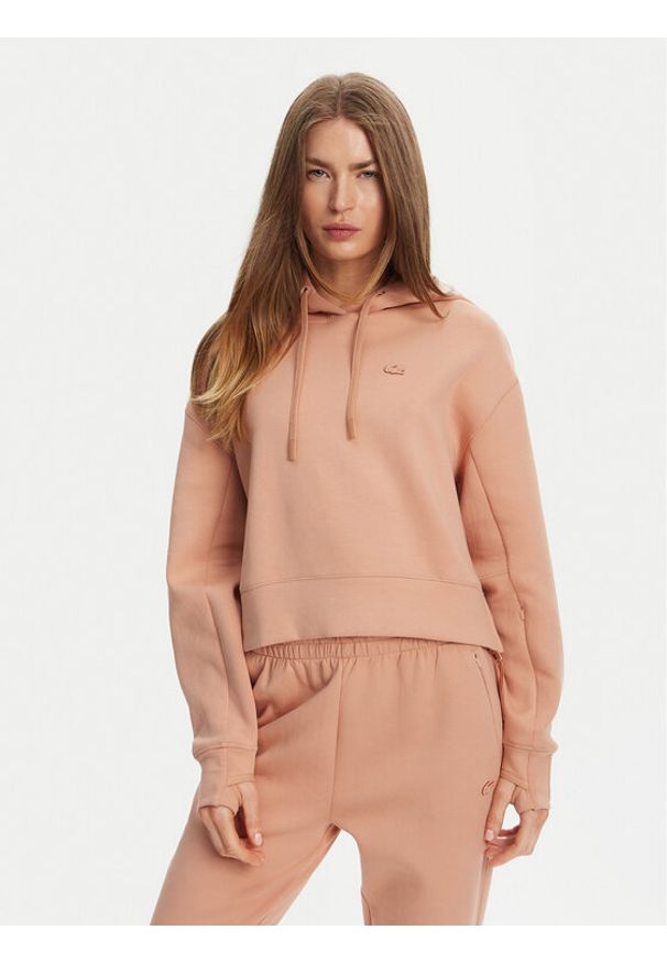 Lacoste Bluza SF0281 Pomarańczowy Loose Fit. Kolor: pomarańczowy. Materiał: bawełna