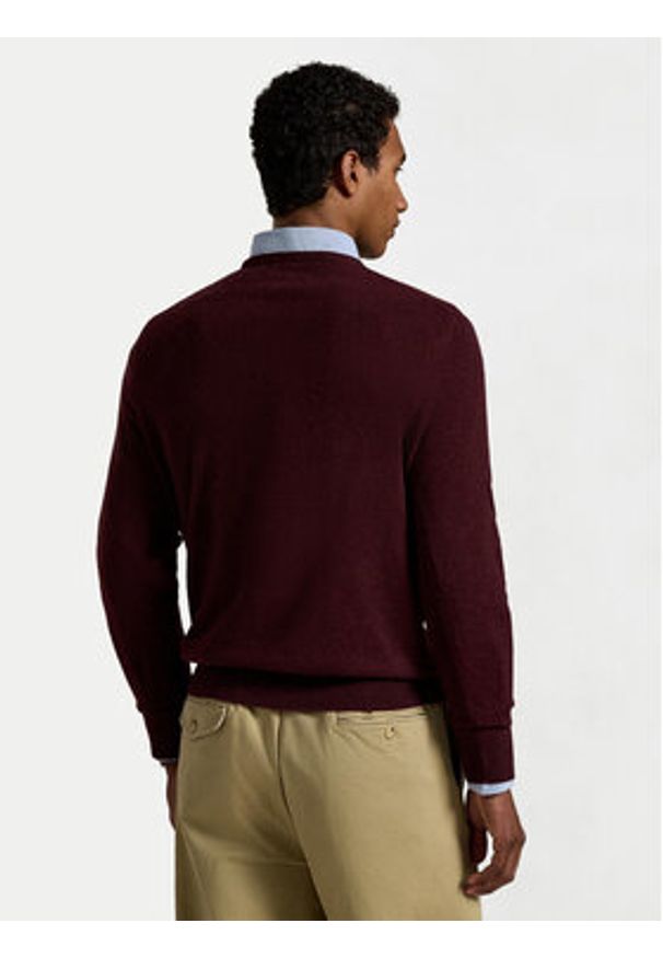 Polo Ralph Lauren Sweter 710974148008 Bordowy Regular Fit. Typ kołnierza: polo. Kolor: czerwony. Materiał: wełna