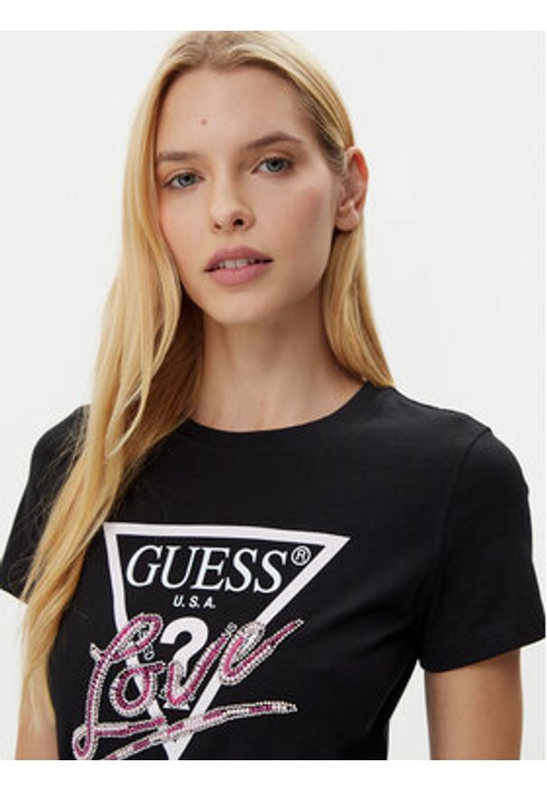 Guess T-Shirt W5GI05 I3Z14 Czarny Regular Fit. Kolor: czarny. Materiał: bawełna