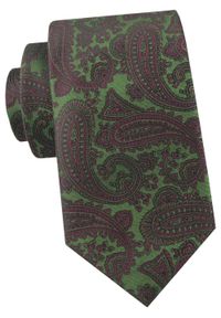 Krawat Męski - Angelo di Monti - Zielony, Duży Wzór Paisley. Kolor: zielony. Materiał: tkanina. Wzór: paisley. Styl: elegancki, wizytowy #1