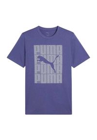 Puma - Męska Koszulka Z Logo Graficznym. Kolor: niebieski. Sport: turystyka piesza
