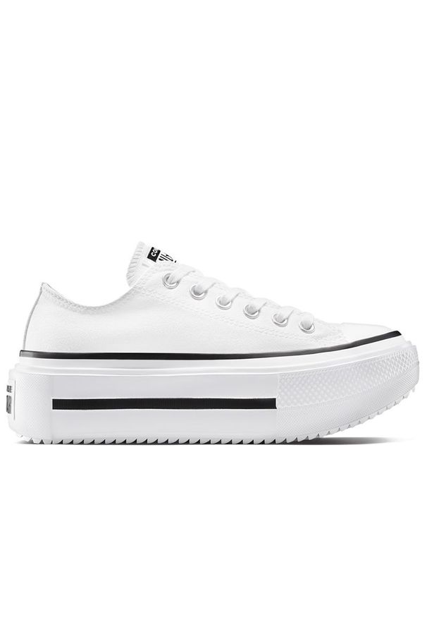 Buty damskie Converse Chuck Taylor All Star Lift Double Stack Platform A15491C - białe. Kolor: biały. Materiał: guma. Szerokość cholewki: normalna. Obcas: na platformie. Model: Converse All Star