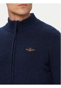 Aeronautica Militare Kardigan 262MA1646UL00924 Granatowy Regular Fit. Kolor: niebieski. Materiał: wełna #3