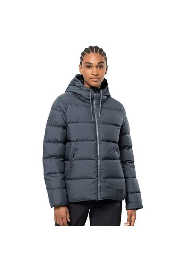 Kurtka turystyczna damska Jack Wolfskin Frozen Palace. Kolor: niebieski. Materiał: poliester, puch. Sezon: zima. Sport: turystyka piesza