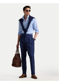 Polo Ralph Lauren Koszula 710968915008 Błękitny Slim Fit. Typ kołnierza: polo. Kolor: niebieski. Materiał: len #5