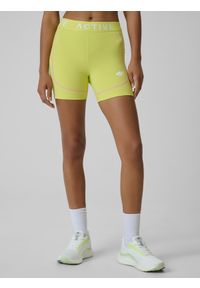 4f - 4F Legginsy krótkie treningowe damskie - żółte XL. Stan: podwyższony. Kolor: żółty. Materiał: materiał, skóra. Długość: krótkie. Sport: fitness #2