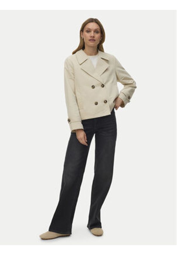 Vero Moda Trencz Chloemia 10308267 Beżowy jasny Regular Fit. Kolor: beżowy. Materiał: syntetyk