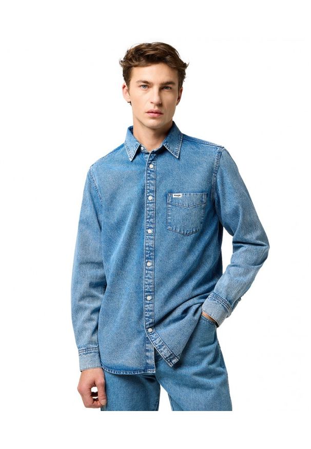 Wrangler - MESKA KOSZULA JEANSOWA WRANGLER 1 PKT SHIRT INDIGO VALLEY 112371549. Materiał: jeans