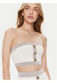 Elisabetta Franchi Bluzka TK-15B-42E2-004477 Biały Slim Fit. Kolor: biały. Materiał: syntetyk, wiskoza #4